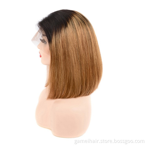 Straight Peruvian Virgin Human Hair Hd Full Lace Frontal Bob Wigs Natural Human Hair Transparent Lace Front Wig For Black Women